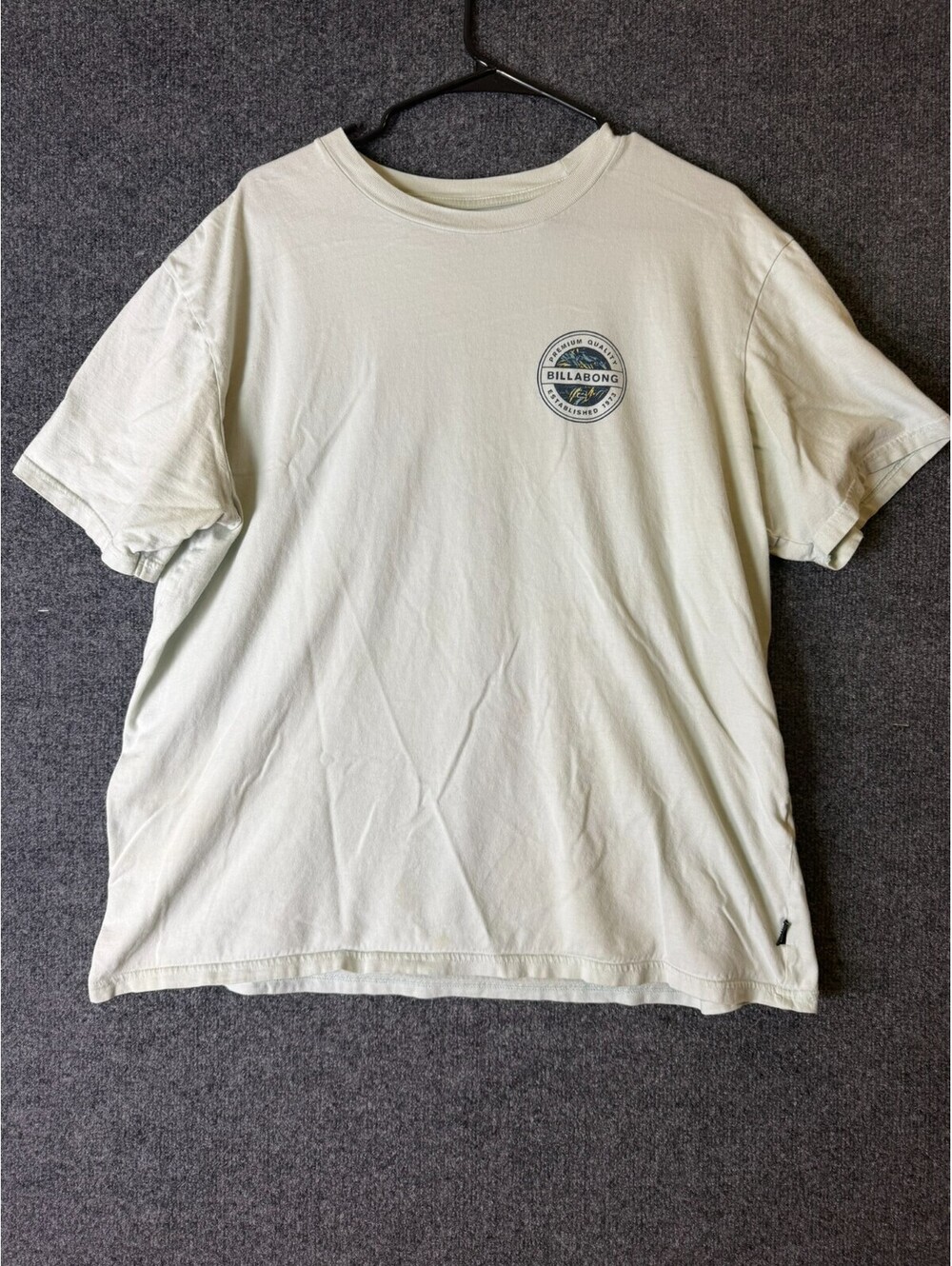 Billabong Mens 2XL T Shirt Off White Cream Circle Logo Graphic Tee Surf Skate